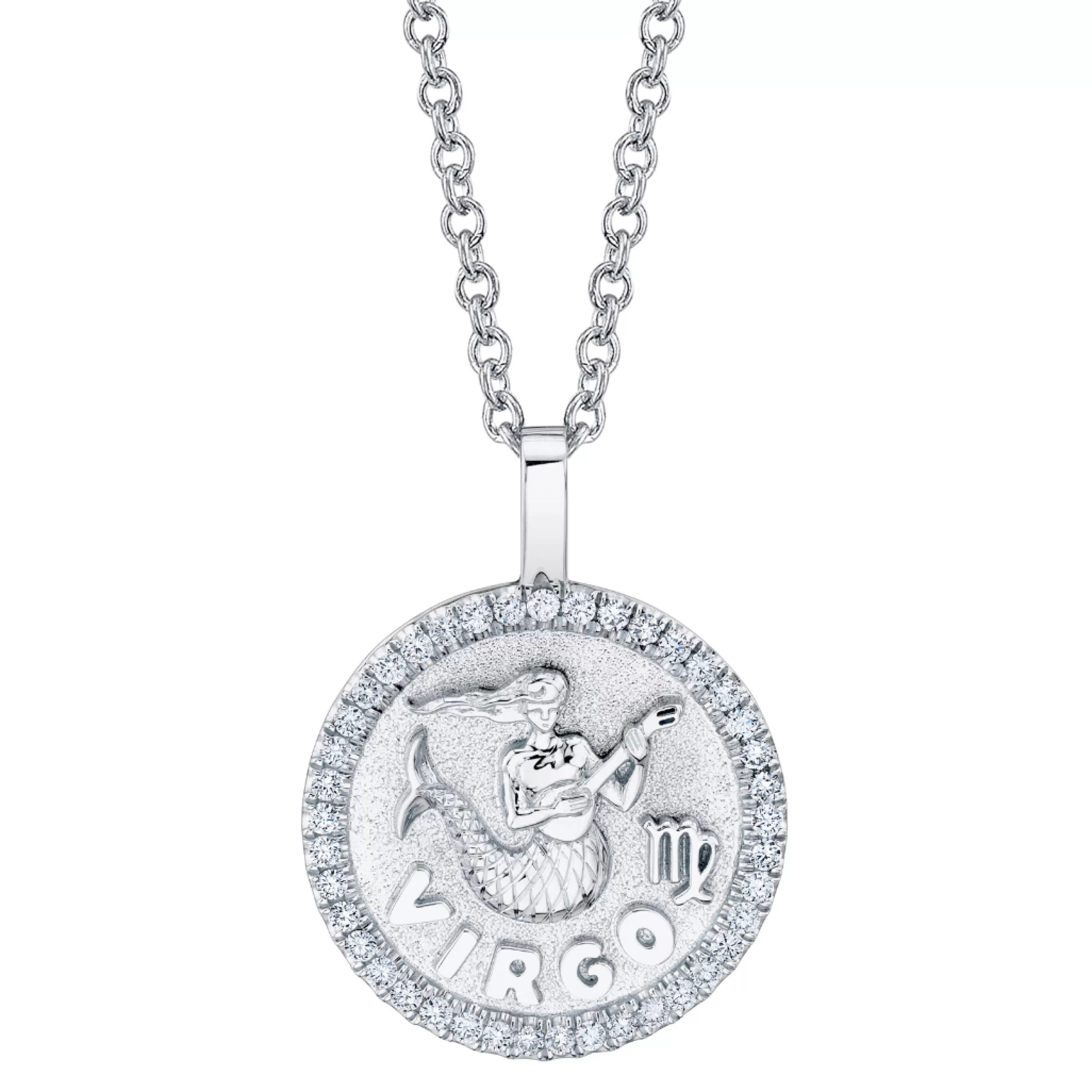 Anita Ko Pendants | Zodiac Coins^VIRGO ZODIAC COIN PENDANT WITH DIAMOND FRAME